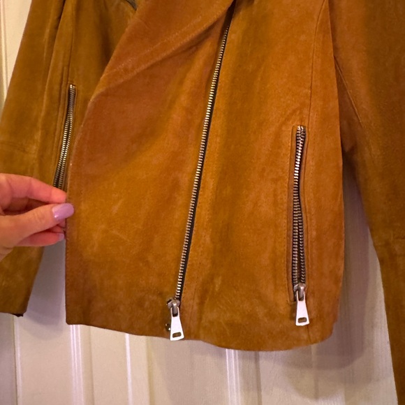 BAGATELLE NYC Camel Tan Genuine Suede Leather Motorcycle Jacket - size small - Picture 7 of 16